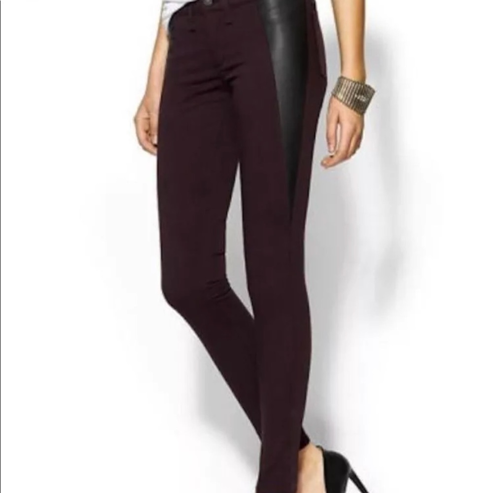 Rag & Bone burgundy and leather pants